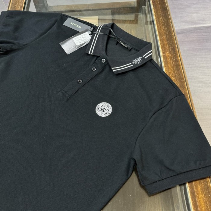 Double Line Collar Chest Badge Embroidery Polo Shirt 4 colors 2932423
