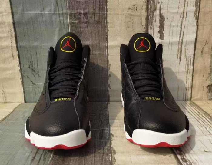 [plus-size shoes] Air @j13  Playoffs  GS Anti-slip Cushioned Black White Red Unisex Mid-top Basketball Shoes 29323973