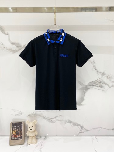 Contrast Collar Chest Logo Letter Embroidery Polo Shirt 4 colors 2932422