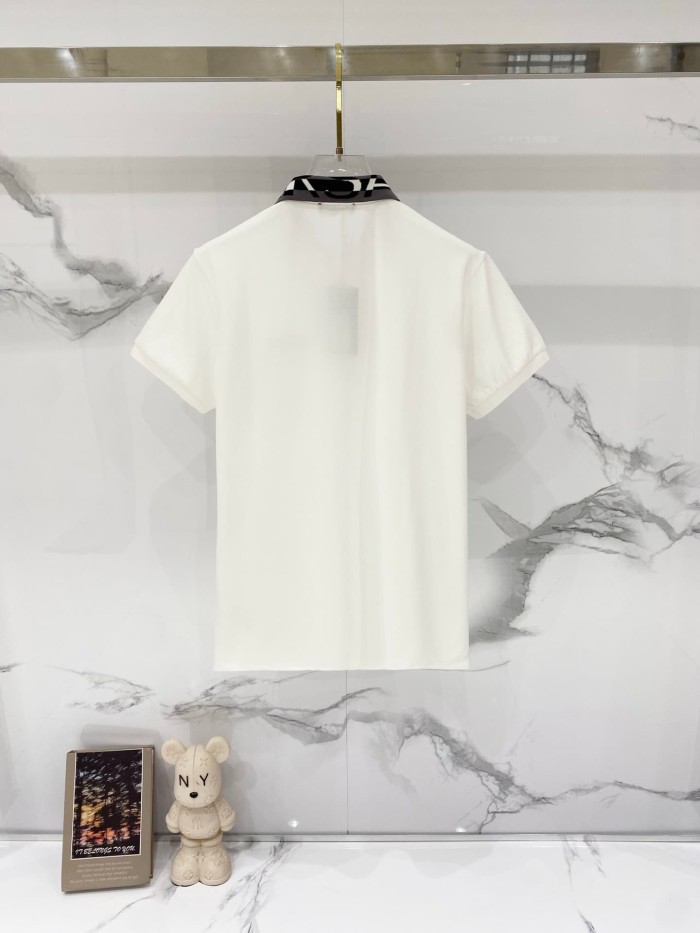 Contrast Collar Chest Logo Letter Embroidery Polo Shirt 4 colors 2932422
