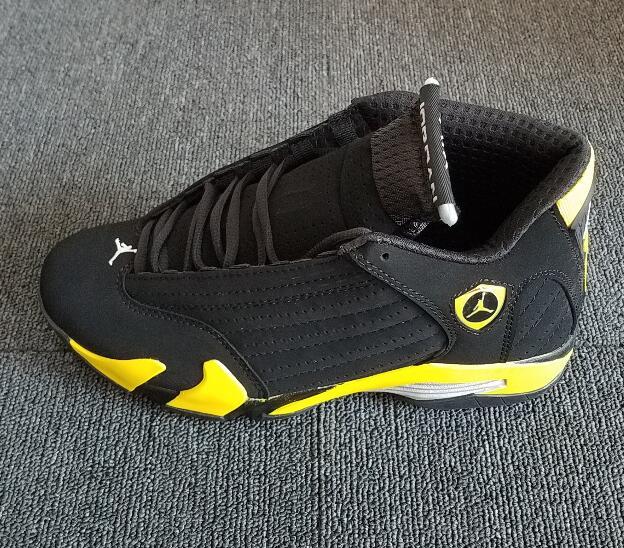 [plus-size shoes] Air @j14 Thunder Retro Black Yellow Full Grain Leather Shock Absorbing Basketball Sneakers 29323925