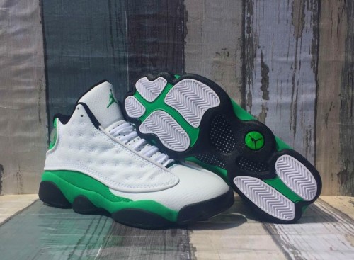 [plus-size shoes] Air @j13 Lucky Green GS Cushioned White and Green High-Top Vintage Basketball Shoes 29324231
