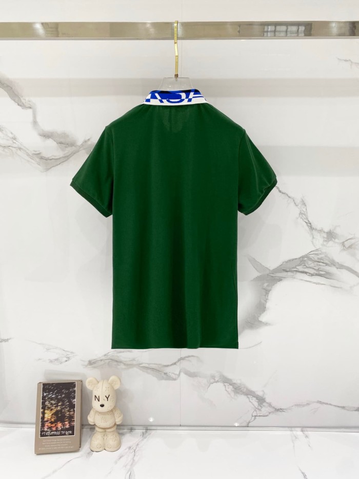 Contrast Collar Chest Logo Letter Embroidery Polo Shirt 4 colors 2932422