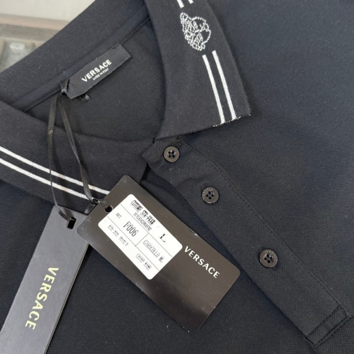 Double Line Collar Chest Badge Embroidery Polo Shirt 4 colors 2932423