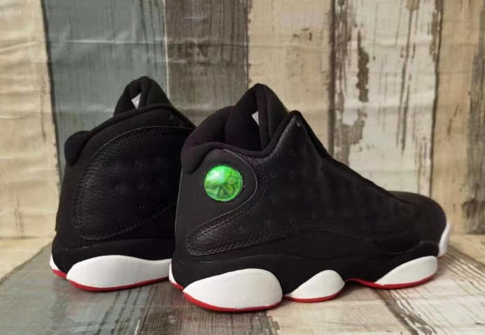 [plus-size shoes] Air @j13  Playoffs  GS Anti-slip Cushioned Black White Red Unisex Mid-top Basketball Shoes 29323973