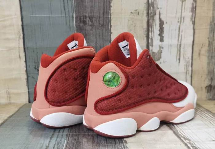 [plus-size shoes] Air @j13  Dune Red  Men's Orange and White Mid-Top Vintage Basketball Shoes 29323964