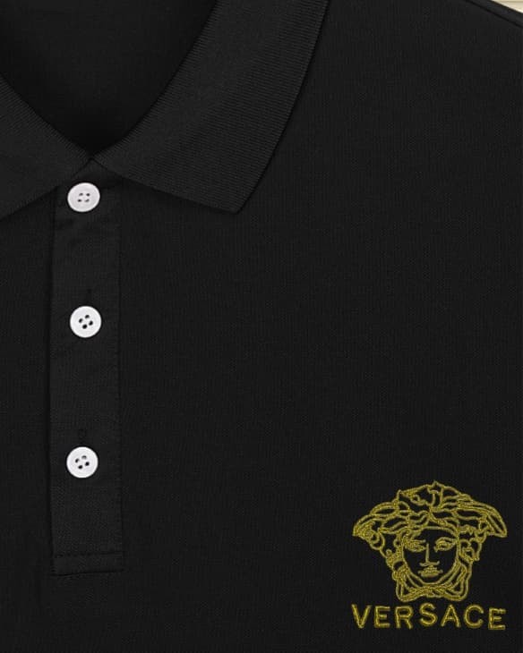 Tiny Black Medusa Head & Letter Embroidery Men's Polo Shirt 5 colors 29119743