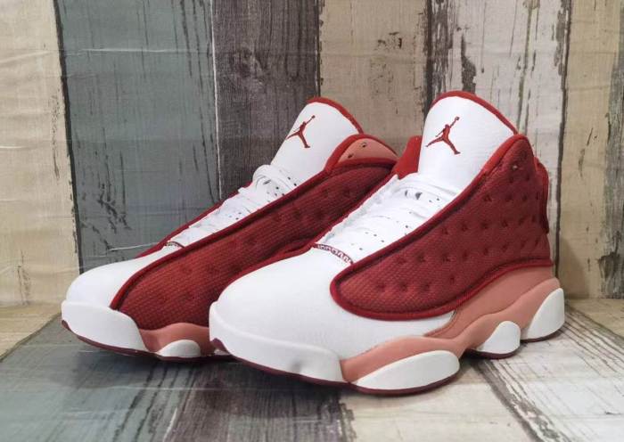 [plus-size shoes] Air @j13  Dune Red  Men's Orange and White Mid-Top Vintage Basketball Shoes 29323964