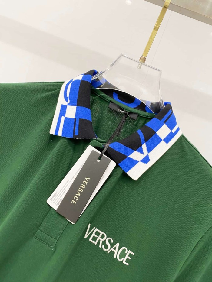 Contrast Collar Chest Logo Letter Embroidery Polo Shirt 4 colors 2932422