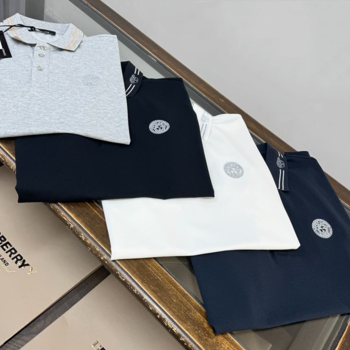 Double Line Collar Chest Badge Embroidery Polo Shirt 4 colors 2932423