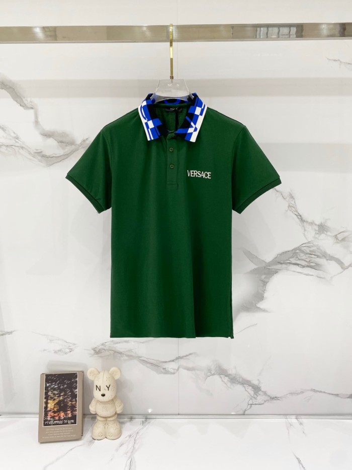 Contrast Collar Chest Logo Letter Embroidery Polo Shirt 4 colors 2932422