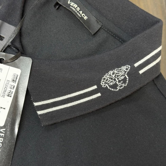 Double Line Collar Chest Badge Embroidery Polo Shirt 4 colors 2932423
