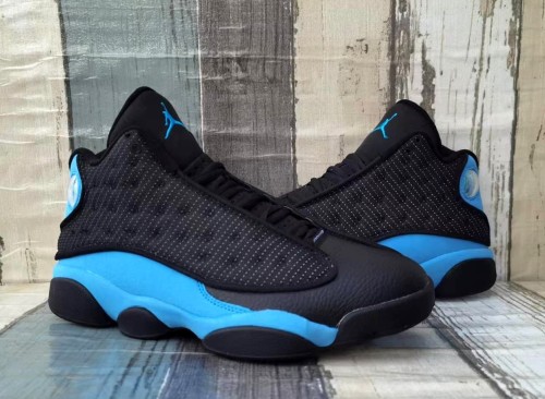 [plus-size shoes] Air @j13  Black UNC  Men's Black and Blue Mid-Top Vintage Basketball Shoes 29324228