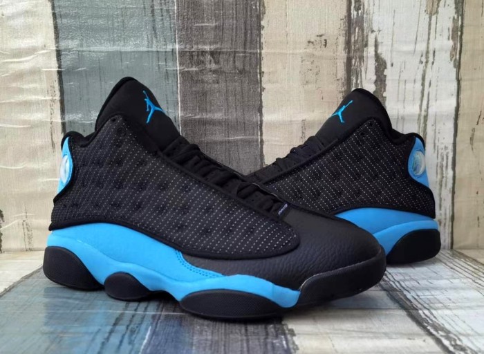 [plus-size shoes] Air @j13  Black UNC  Men's Black and Blue Mid-Top Vintage Basketball Shoes 29324228