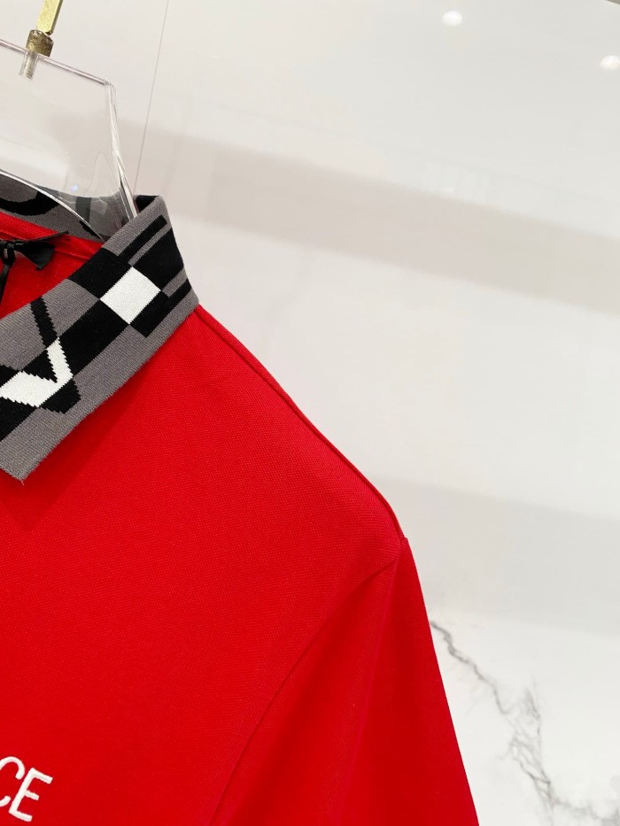 Contrast Collar Chest Logo Letter Embroidery Polo Shirt 4 colors 2932422