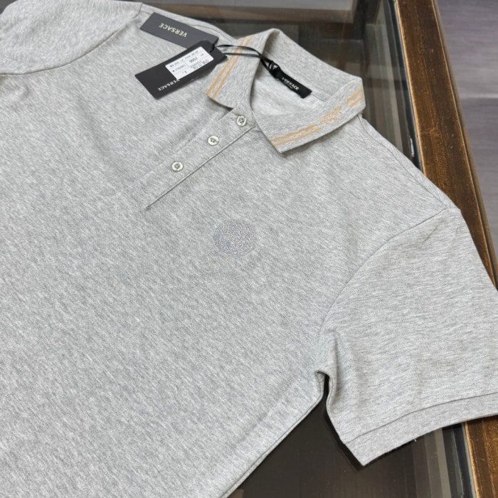 Double Line Collar Chest Badge Embroidery Polo Shirt 4 colors 2932423