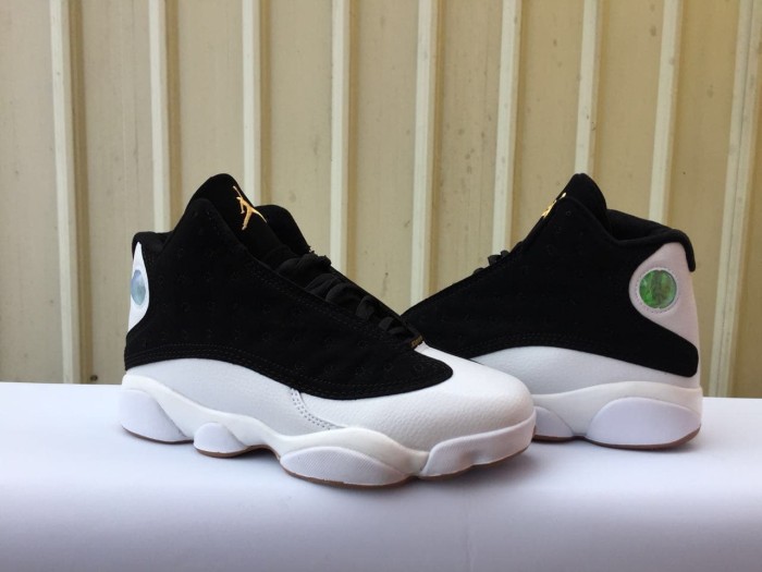 [plus-size shoes] Air @j13 Retro Black White Gum GS Unisex Black and White Mid-top Basketball Shoes 29323942