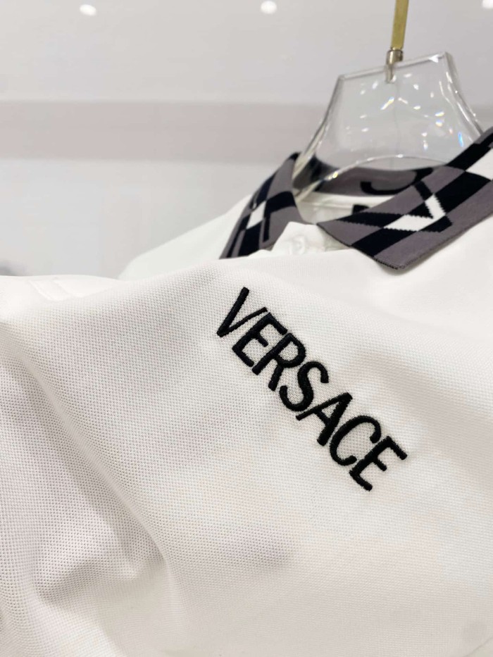 Contrast Collar Chest Logo Letter Embroidery Polo Shirt 4 colors 2932422
