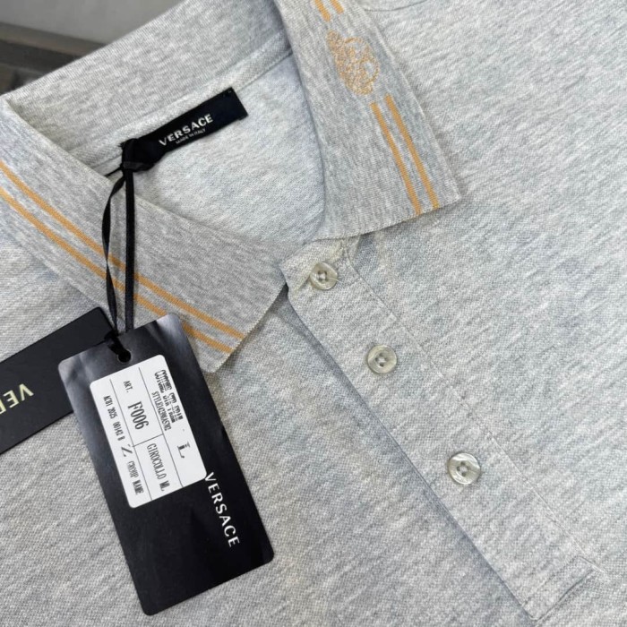 Double Line Collar Chest Badge Embroidery Polo Shirt 4 colors 2932423