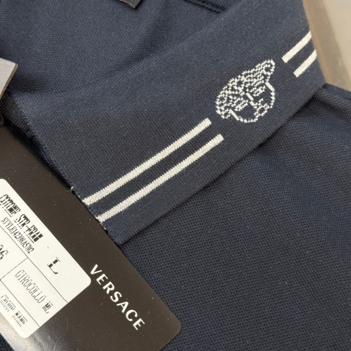 Double Line Collar Chest Badge Embroidery Polo Shirt 4 colors 2932423