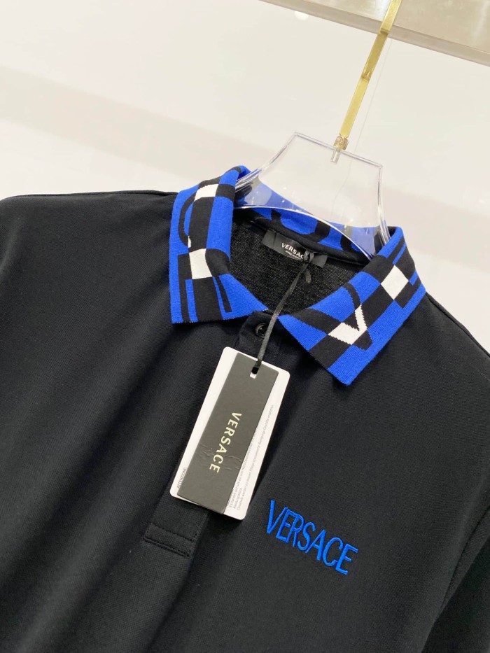 Contrast Collar Chest Logo Letter Embroidery Polo Shirt 4 colors 2932422