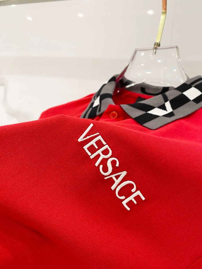 Contrast Collar Chest Logo Letter Embroidery Polo Shirt 4 colors 2932422