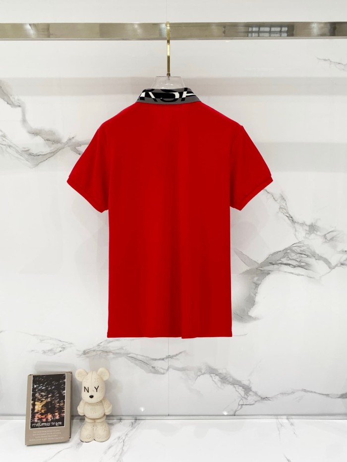 Contrast Collar Chest Logo Letter Embroidery Polo Shirt 4 colors 2932422