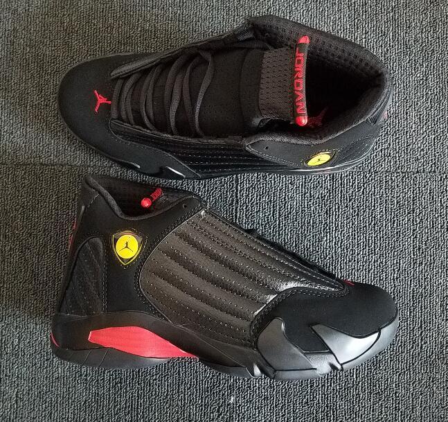 [plus-size shoes] Air @j14  Last Shot Retro Black Metallic Silver Red Mixed Material Leather Shock Absorbing Basketball Sneakers 29323924