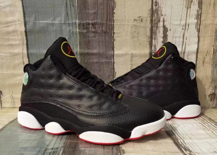 [plus-size shoes] Air @j13  Playoffs  GS Anti-slip Cushioned Black White Red Unisex Mid-top Basketball Shoes 29323973