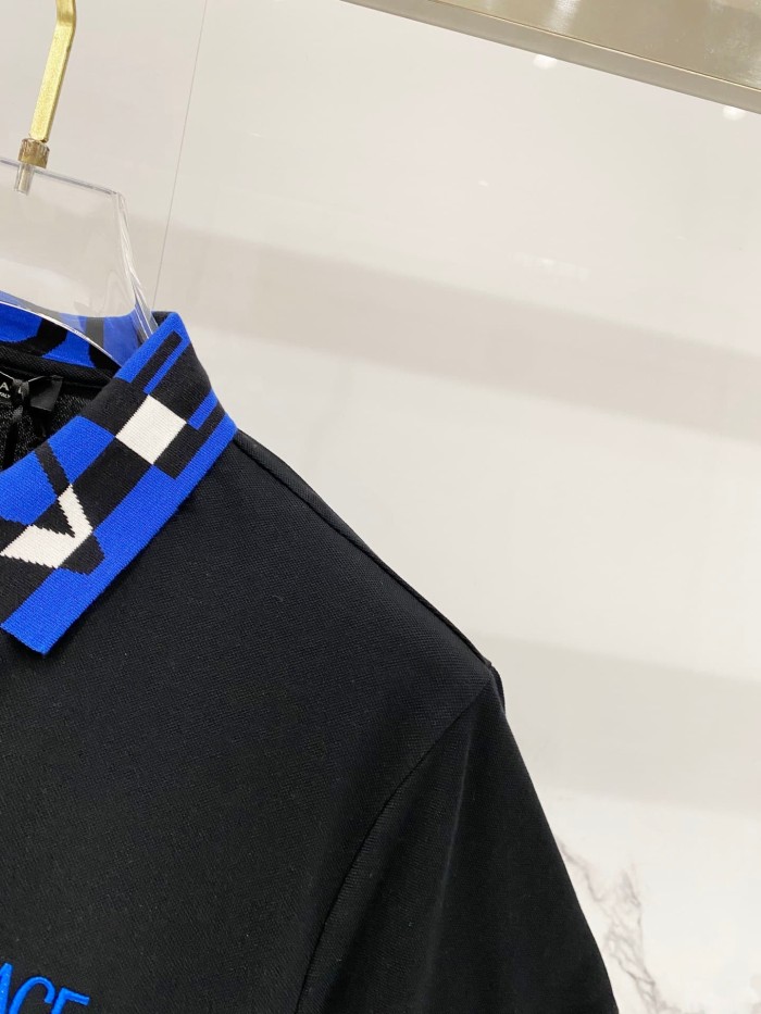 Contrast Collar Chest Logo Letter Embroidery Polo Shirt 4 colors 2932422