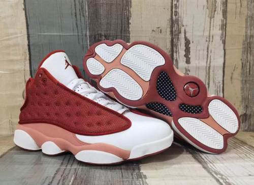 [plus-size shoes] Air @j13  Dune Red  Men's Orange and White Mid-Top Vintage Basketball Shoes 29323964