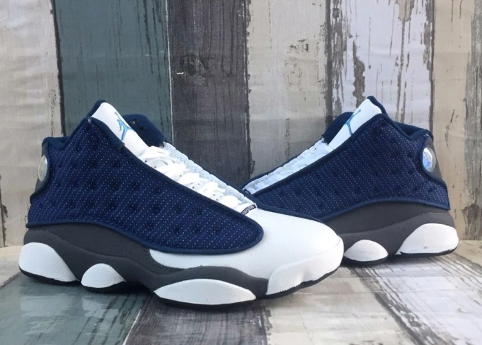 [plus-size shoes] Air @j13 Retro  Flint Grey  Navy Blue Unisex GS Cushioned High-Top Basketball Shoes 29324246