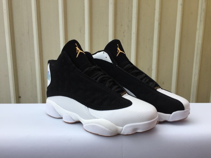 [plus-size shoes] Air @j13 Retro Black White Gum GS Unisex Black and White Mid-top Basketball Shoes 29323942