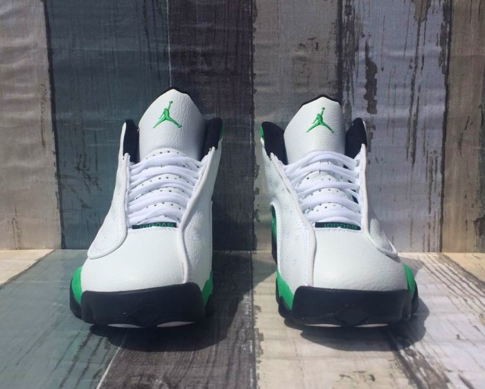[plus-size shoes] Air @j13 Lucky Green GS Cushioned White and Green High-Top Vintage Basketball Shoes 29324231