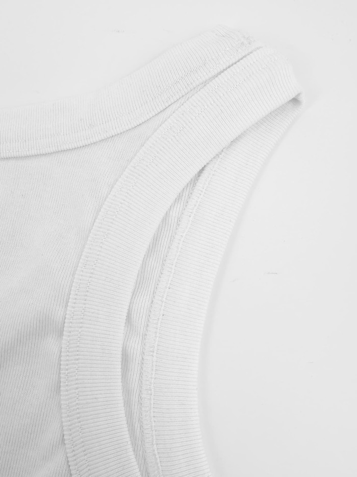 1:1 quality version Chest Metal Triangle Plate Vertical Rib Slim Cropped Tank Top 2 colors 29330349