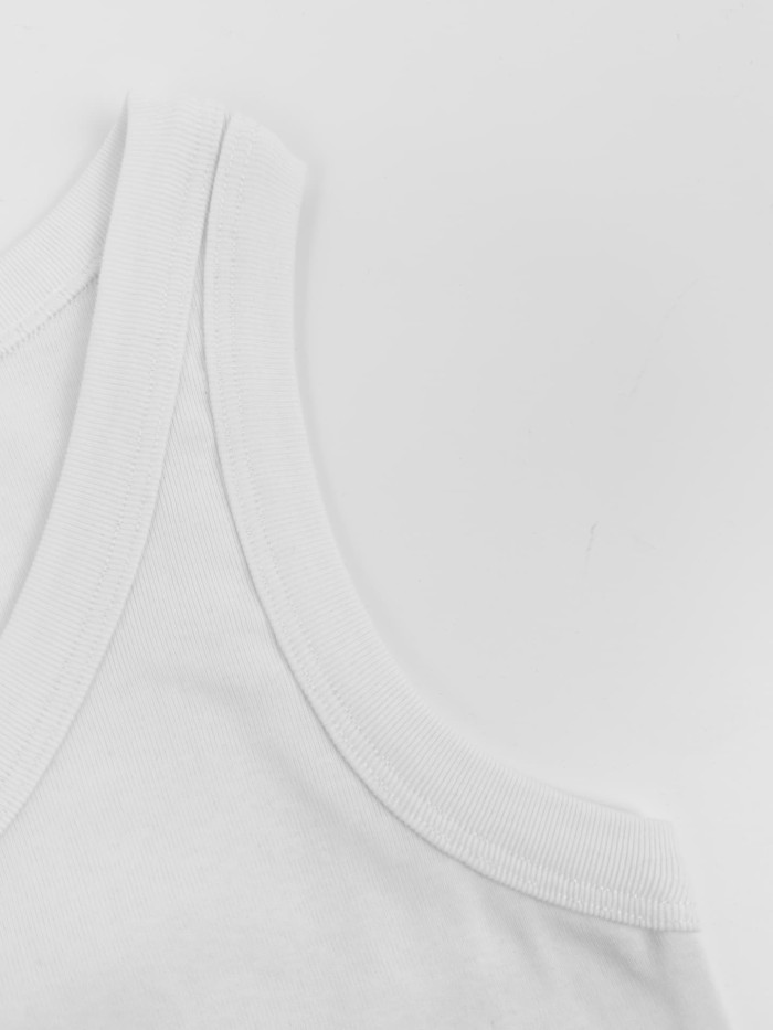 1:1 quality version Chest Metal Triangle Plate Vertical Rib Slim Cropped Tank Top 2 colors 29330349