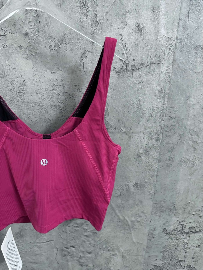 1:1 quality version V Neck Thin Strap Vertical Rib Built In Fixed Bra Pad Cropped Waist Open Back Camisole Tank Top 5 colors 29330357