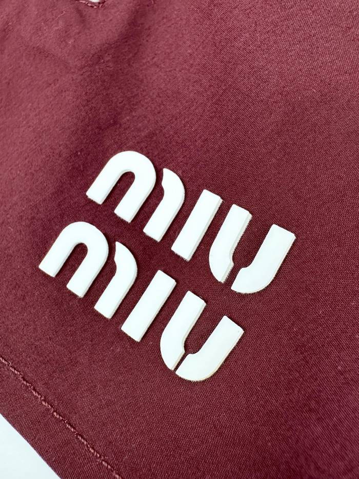 1:1 quality version Tube Top Waist Cinch Spliced Wine Red Poplin Gathered Flare Double Side Zipper Pockets Hem Letter Embroidery Mini One Piece Dress 29329408
