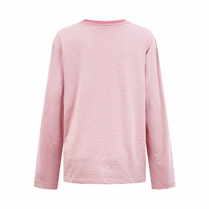 1:1 quality version Pink White Thin Horizontal Stripe Black Tag Letter Mini Logo Long Sleeve Base T-Shirt 29329420