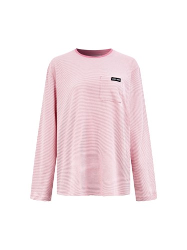 1:1 quality version Pink White Thin Horizontal Stripe Black Tag Letter Mini Logo Long Sleeve Base T-Shirt 29329420