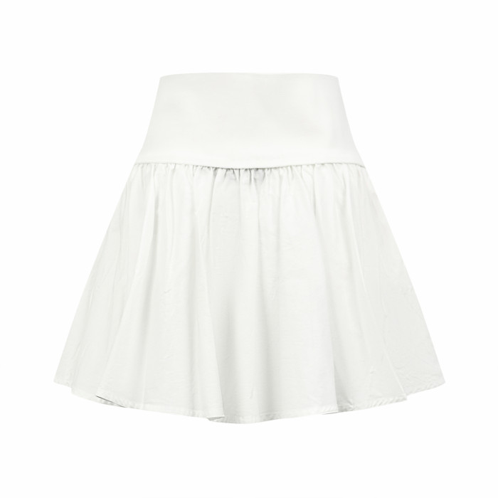 1:1 quality versionPony Rider Embroidery Even Gathered Flare Anti Exposure Lining Short A Line Puffy Mini Skirt 2 colors 29329399