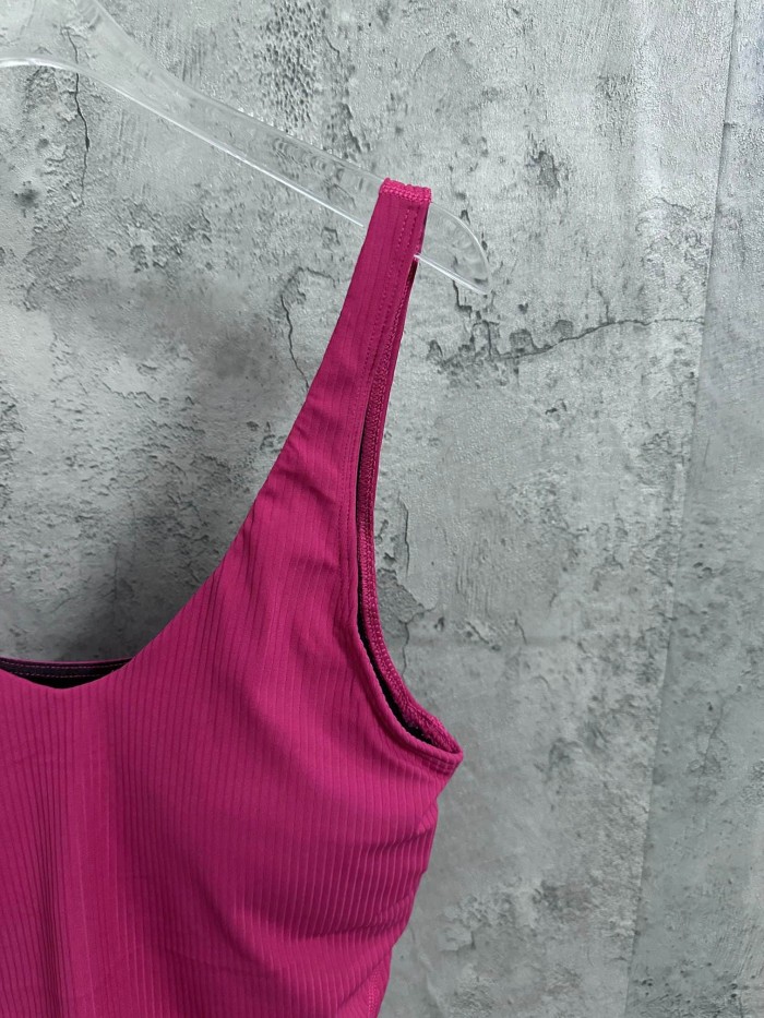 1:1 quality version V Neck Thin Strap Vertical Rib Built In Fixed Bra Pad Cropped Waist Open Back Camisole Tank Top 5 colors 29330357