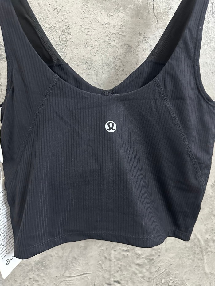 1:1 quality version V Neck Thin Strap Vertical Rib Built In Fixed Bra Pad Cropped Waist Open Back Camisole Tank Top 5 colors 29330357
