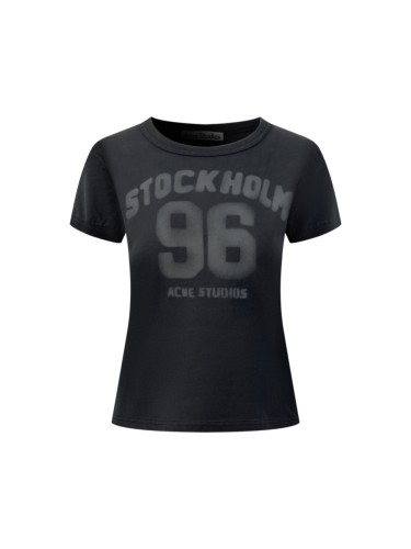 1:1 quality versionStockholm 96 Vintage Faded Gradient Letter Washed Distressed Cropped Slim Y2K Basic Short Sleeve Top T-shirt 2 colors 29330256