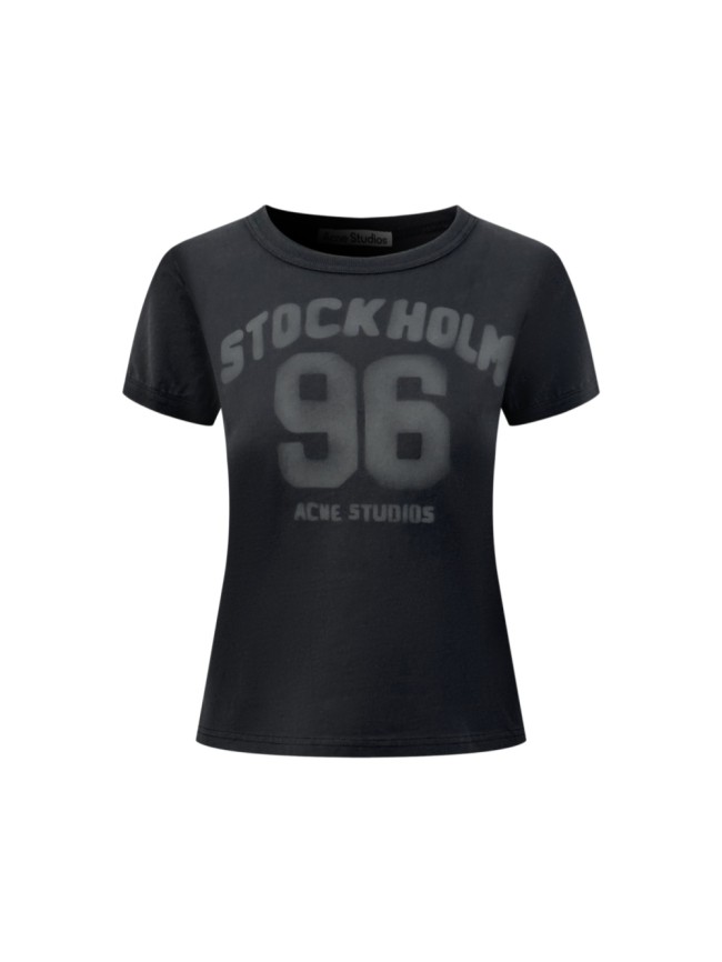 1:1 quality versionStockholm 96 Vintage Faded Gradient Letter Washed Distressed Cropped Slim Y2K Basic Short Sleeve Top T-shirt 2 colors 29330256