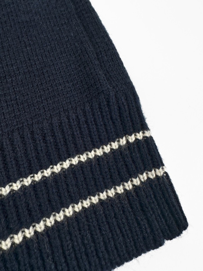 1:1 quality version Letter Five Point Star Jacquard Neck Cuff Hem Double Contrast Stripe Slim Cropped Knit T-shirt 2 colors 29330241
