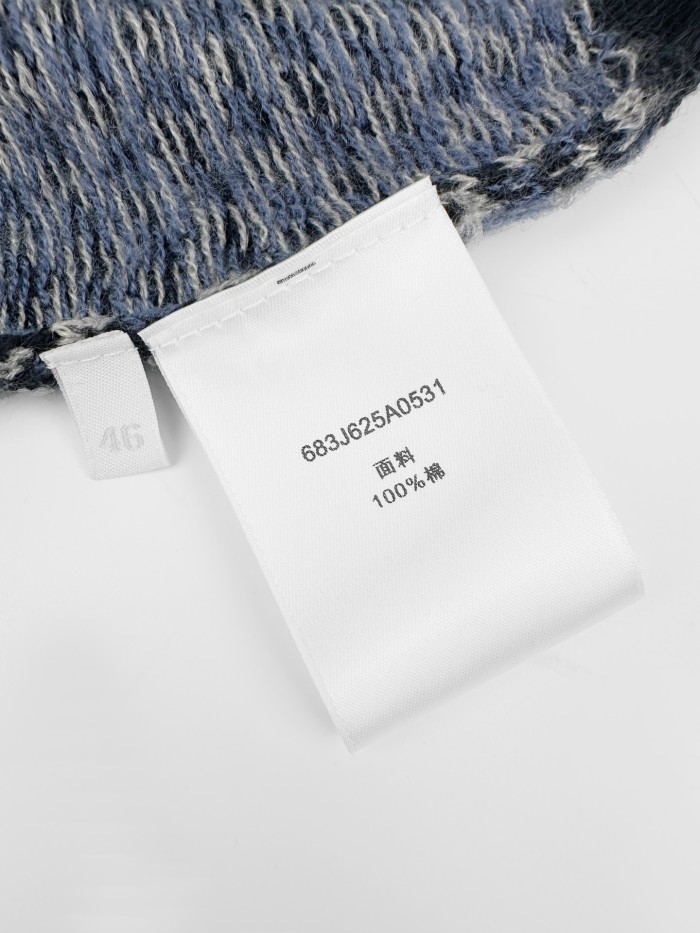 1:1 quality version Small Letter Embroidery Navy White Contrast Rib Binding Luxury Daily Slim Base Knit T-shirt 29330288
