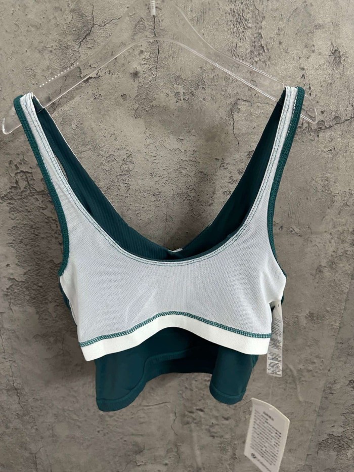 1:1 quality version V Neck Thin Strap Vertical Rib Built In Fixed Bra Pad Cropped Waist Open Back Camisole Tank Top 5 colors 29330357