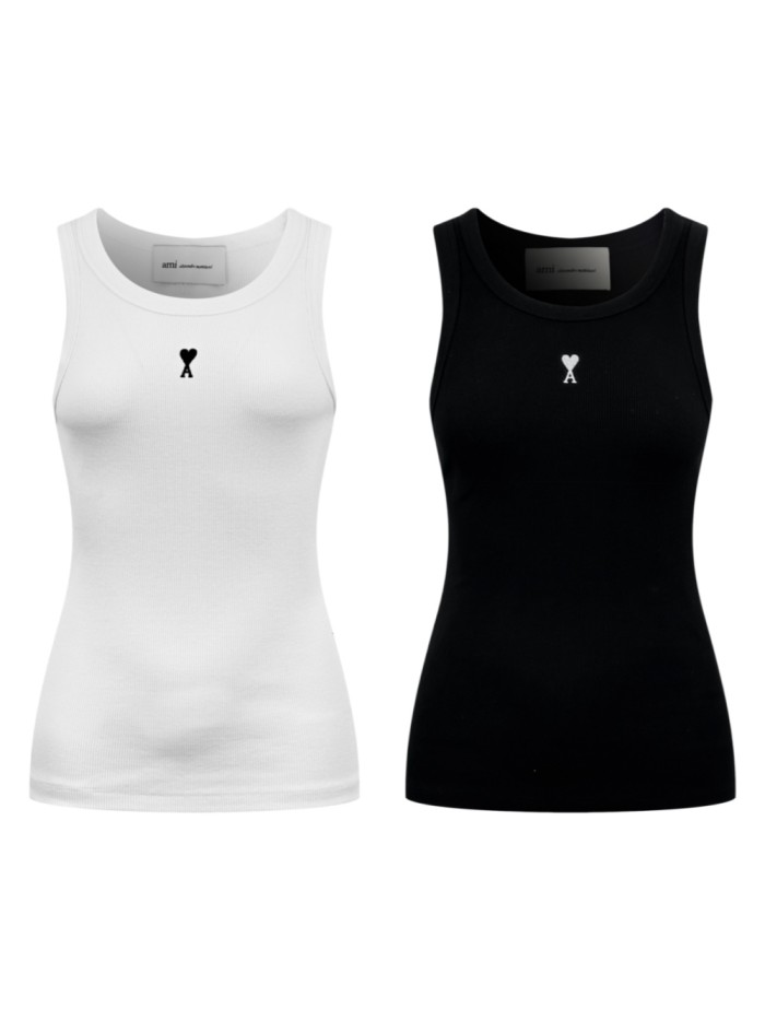 1:1 quality version Chest Heart A Letter Embroidery Fitted Waist Sleeveless Base Camisole Tank Top 3 colors 29330323