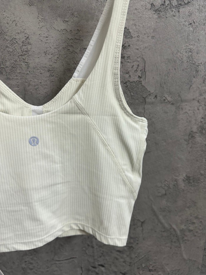 1:1 quality version V Neck Thin Strap Vertical Rib Built In Fixed Bra Pad Cropped Waist Open Back Camisole Tank Top 5 colors 29330357